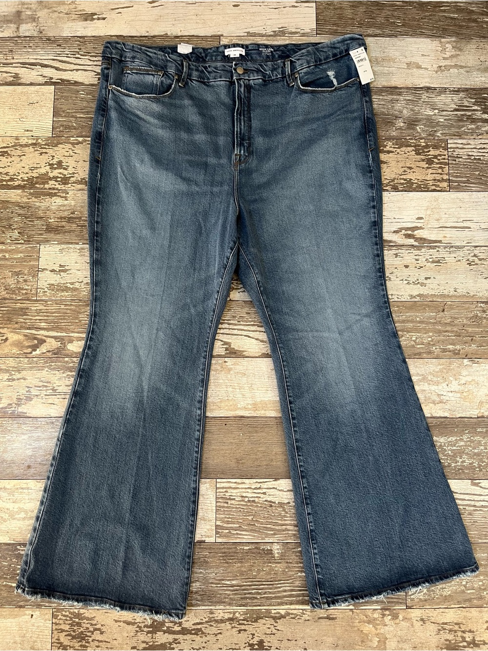 Good American Jeans Plus Sz 28 Blue Good Legs Flare Indigo518 High Rise Stretch